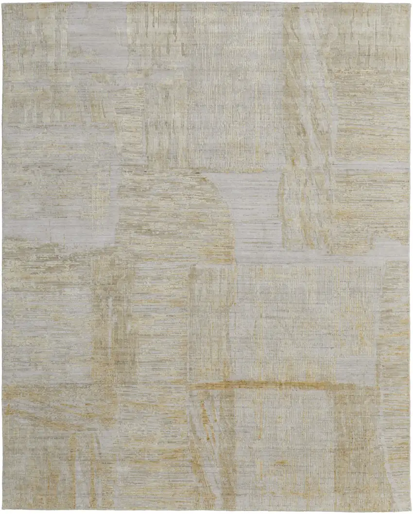 Yellow and Ivory Abstract Hand Woven Area Rug Photo 5