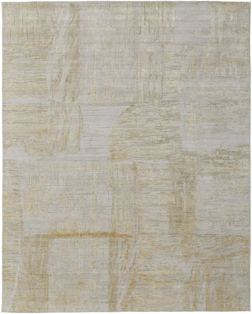 Yellow and Ivory Abstract Hand Woven Area Rug Photo 2