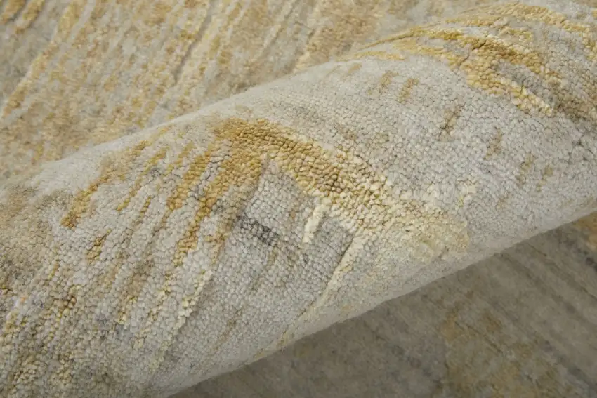 Yellow and Ivory Abstract Hand Woven Area Rug Photo 6