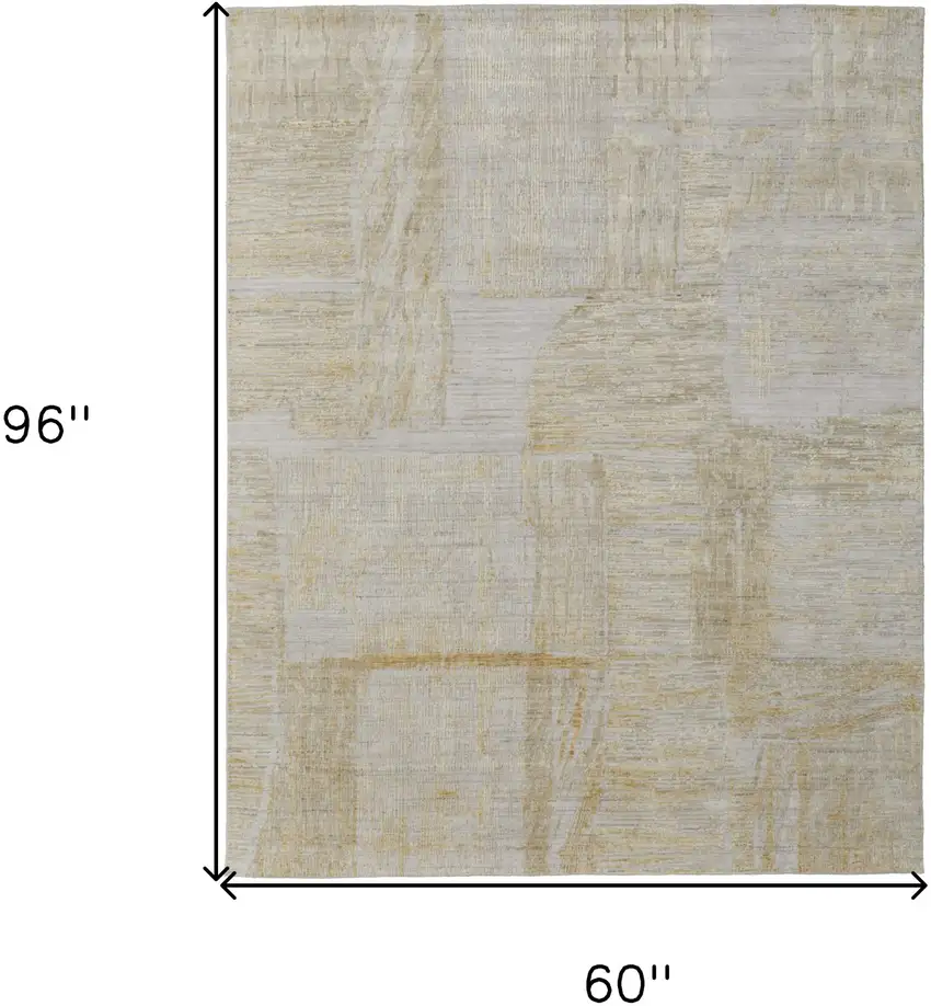 Yellow and Ivory Abstract Hand Woven Area Rug Photo 3