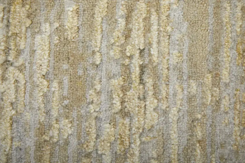 Yellow and Ivory Abstract Hand Woven Area Rug Photo 8