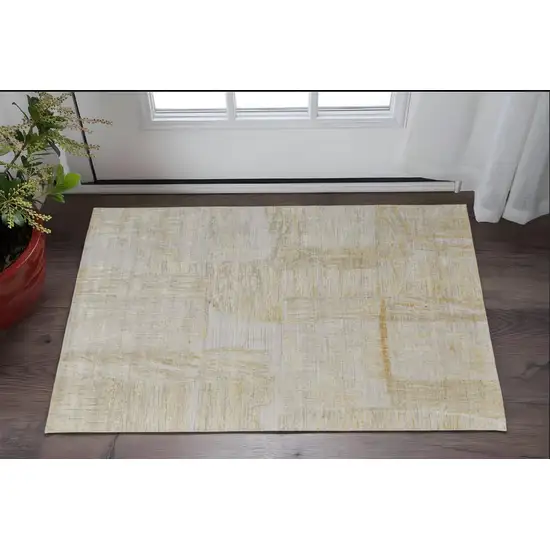 Yellow and Ivory Abstract Hand Woven Area Rug Photo 1