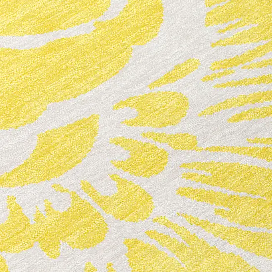 Yellow and Ivory Floral Washable Non Skid Indoor Outdoor Area Rug Photo 6