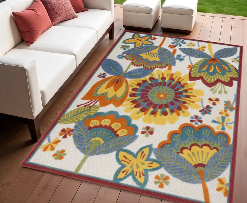 Yellow And Ivory Indoor Outdoor Area Rug Photo 2