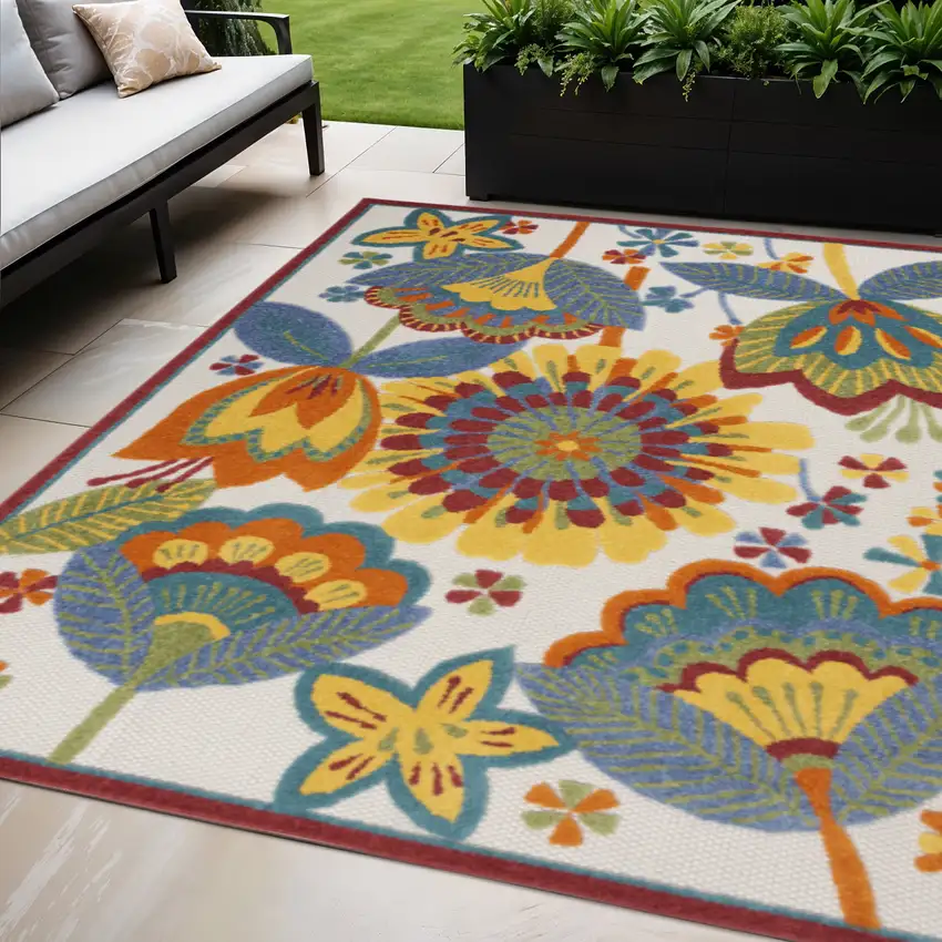 Yellow And Ivory Indoor Outdoor Area Rug Photo 2