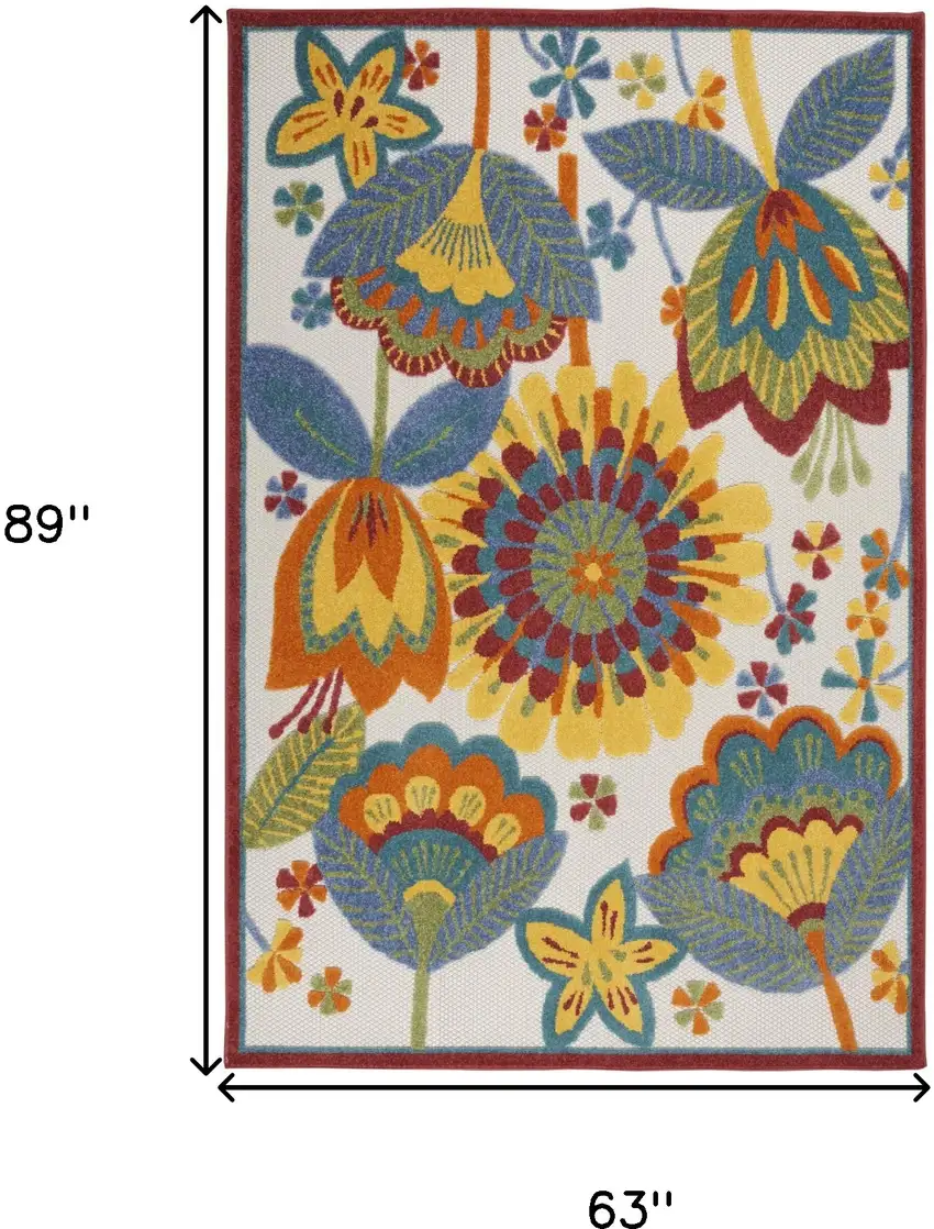 Yellow And Ivory Floral Indoor Outdoor Area Rug Photo 9