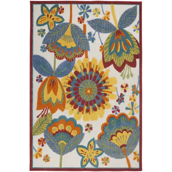 Yellow And Ivory Indoor Outdoor Area Rug Photo 6