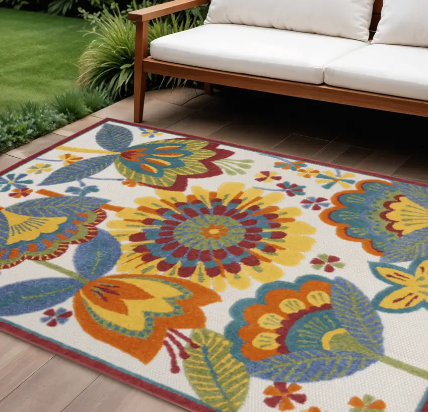 Yellow And Ivory Indoor Outdoor Area Rug Photo 2