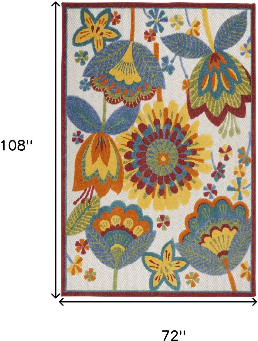 Yellow And Ivory Floral Indoor Outdoor Area Rug Photo 9