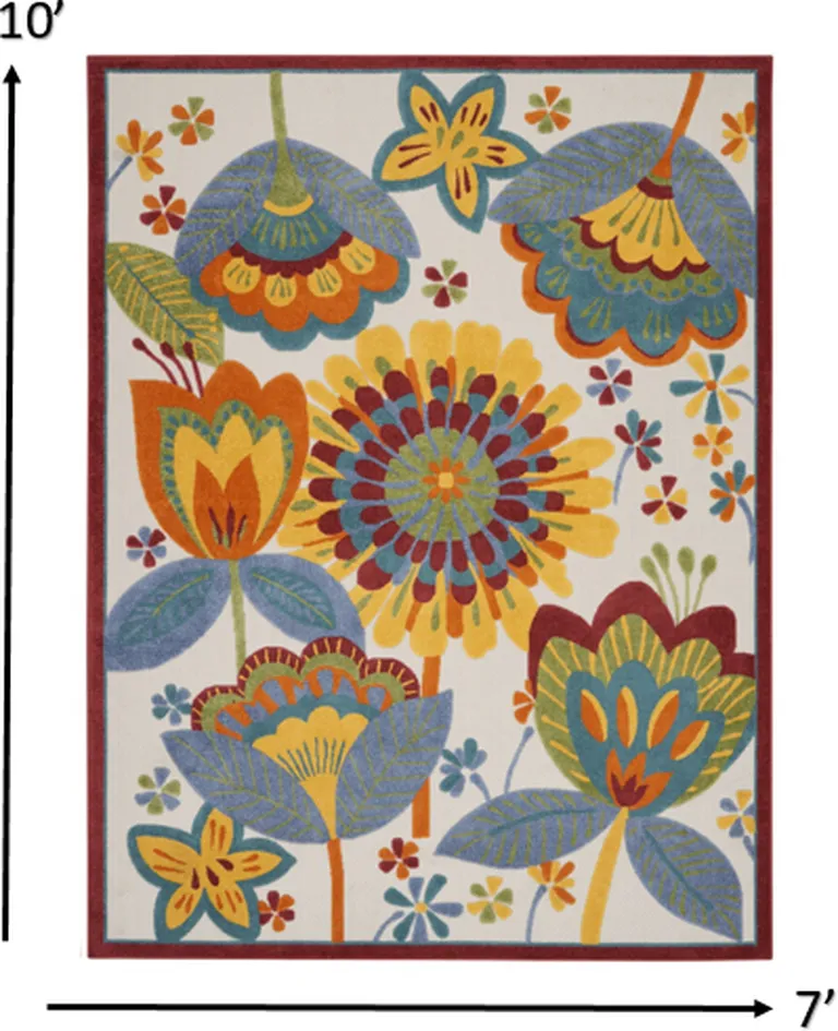 Yellow and Ivory Indoor Outdoor Area Rug Photo 3