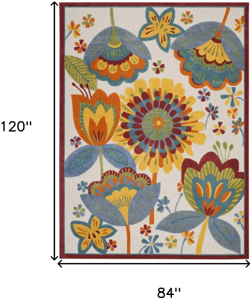 Yellow And Ivory Floral Indoor Outdoor Area Rug Photo 9