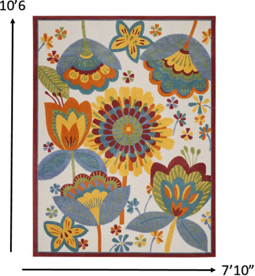 Yellow And Ivory Floral Indoor Outdoor Area Rug Photo 7