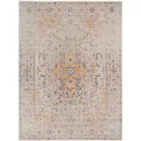Photo of Yellow and Ivory Oriental Power Loom Distressed Area Rug
