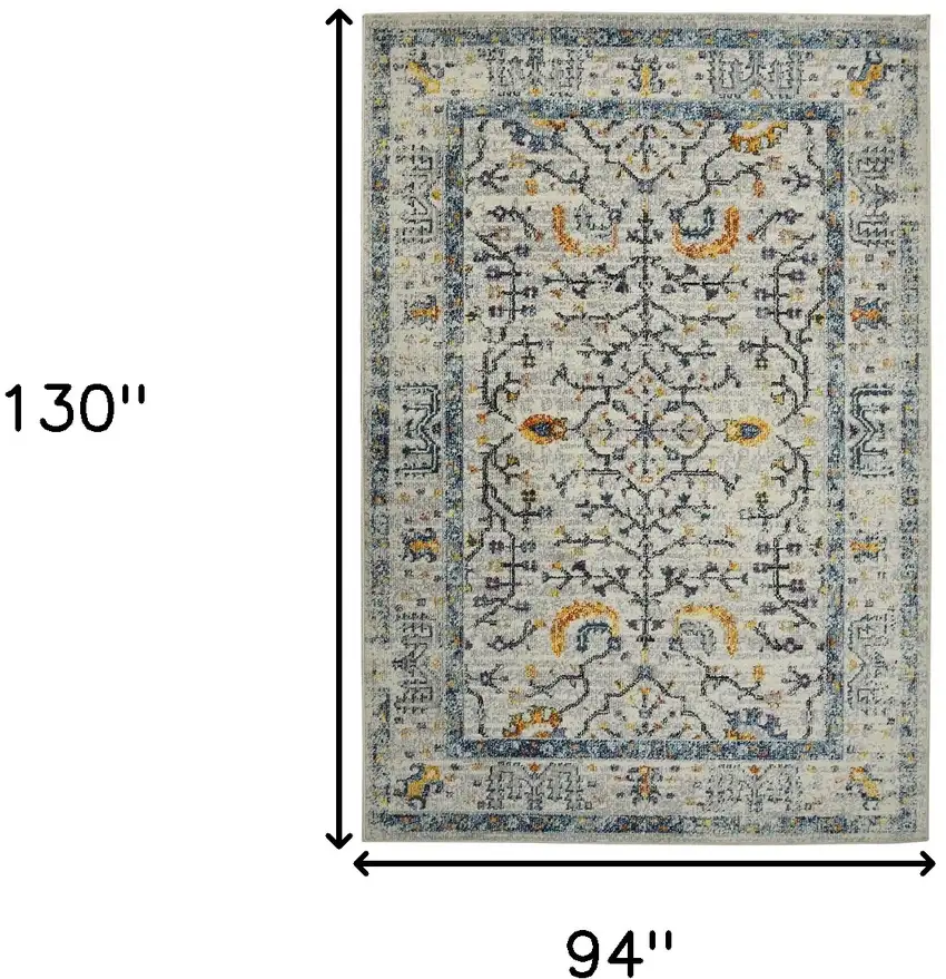 Yellow and Ivory Southwestern Stain Resistant Indoor Outdoor Area Rug Photo 7