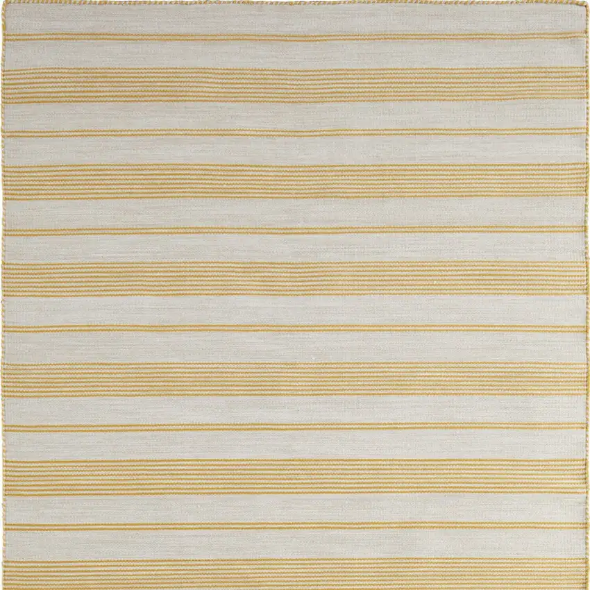 Yellow and Ivory Striped Hand Woven Area Rug Photo 5