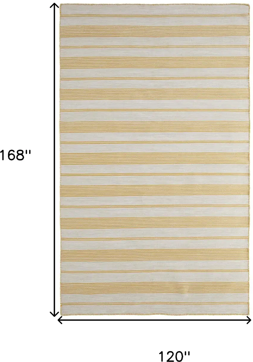 Yellow and Ivory Striped Hand Woven Area Rug Photo 3