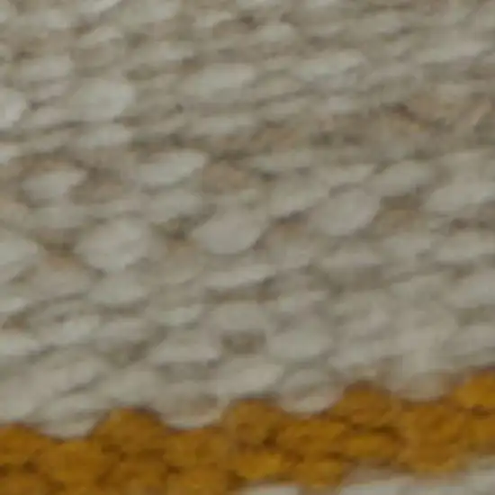 Yellow and Ivory Striped Hand Woven Area Rug Photo 2