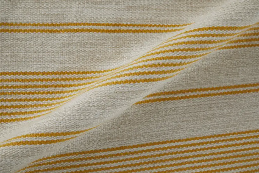 Yellow and Ivory Striped Hand Woven Area Rug Photo 4