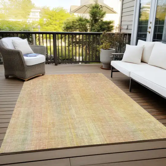 Yellow and Orange Striped Washable Non Skid Indoor Outdoor Area Rug Photo 7