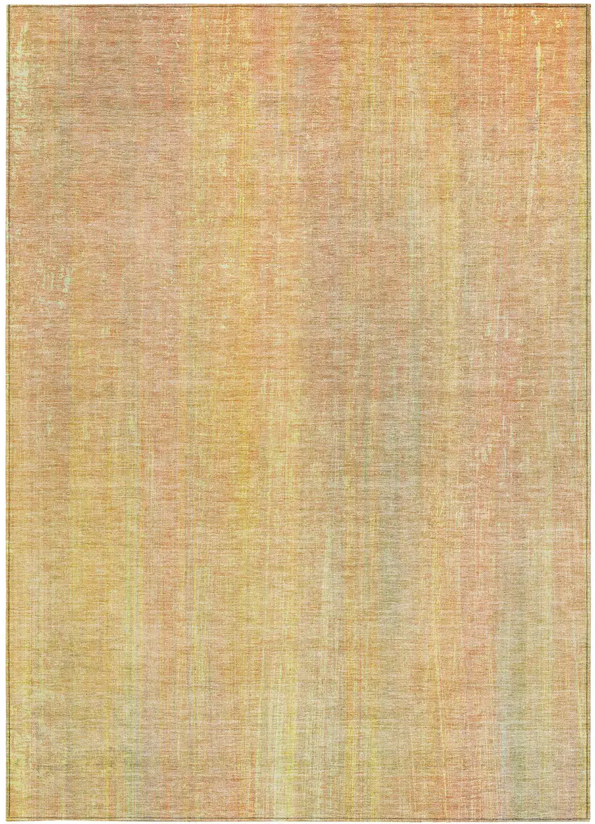Yellow and Orange Striped Washable Non Skid Indoor Outdoor Area Rug Photo 5