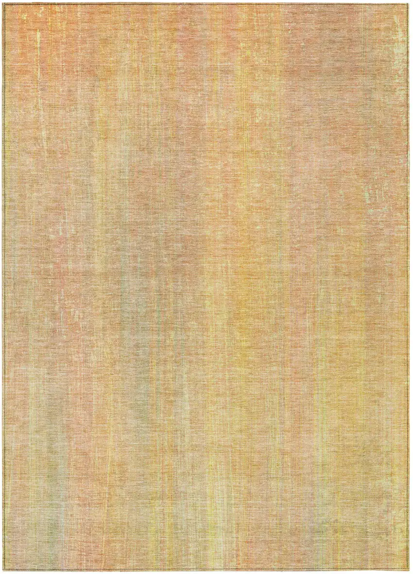 Yellow and Orange Striped Washable Non Skid Indoor Outdoor Area Rug Photo 2