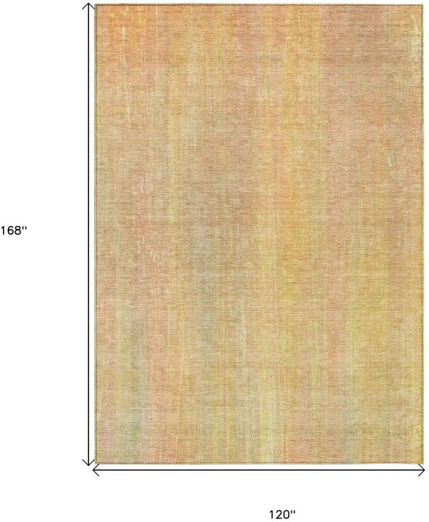 Yellow and Orange Striped Washable Non Skid Indoor Outdoor Area Rug Photo 3
