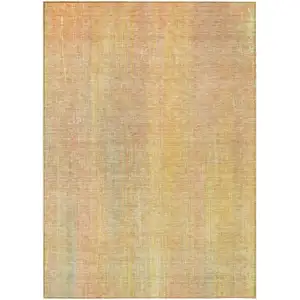 Photo of Yellow and Orange Striped Washable Non Skid Indoor Outdoor Area Rug
