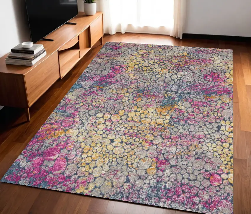 Pink And Ivory Coral Power Loom Area Rug Photo 1
