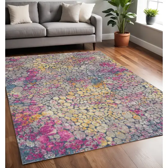 Yellow And Gray Abstract Area Rug Photo 2