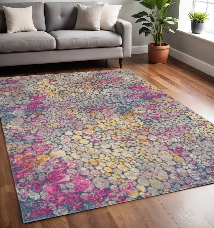 Yellow And Gray Abstract Area Rug Photo 2