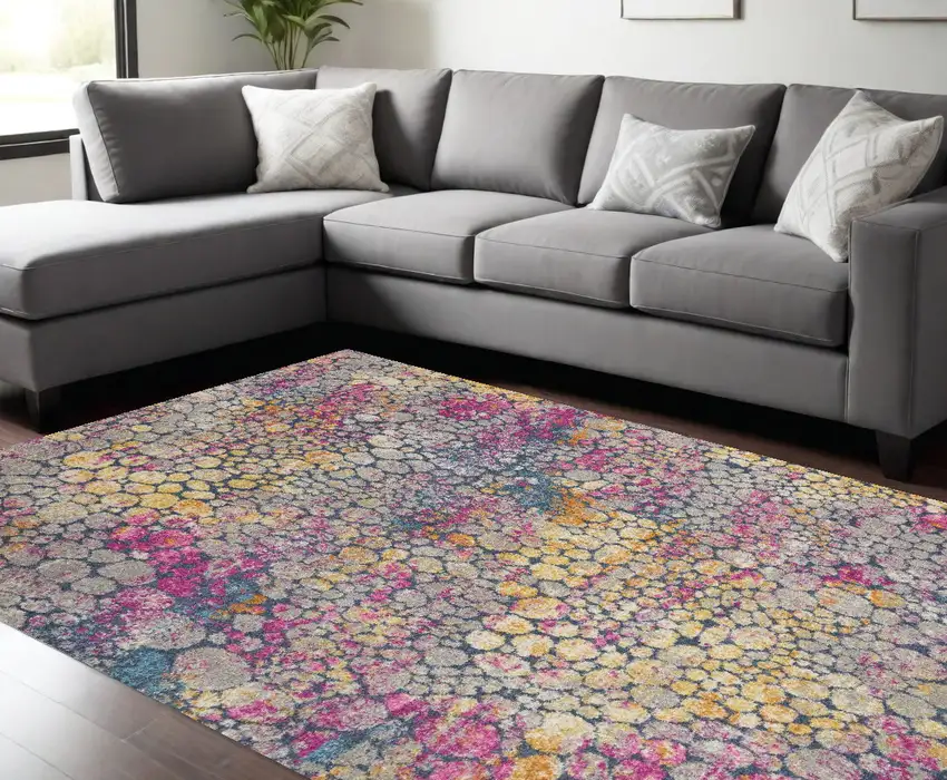 Pink And Ivory Coral Power Loom Area Rug Photo 1