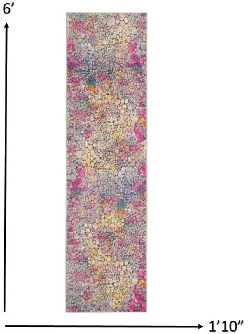 6' Pink And Ivory Coral Power Loom Runner Rug Photo 3