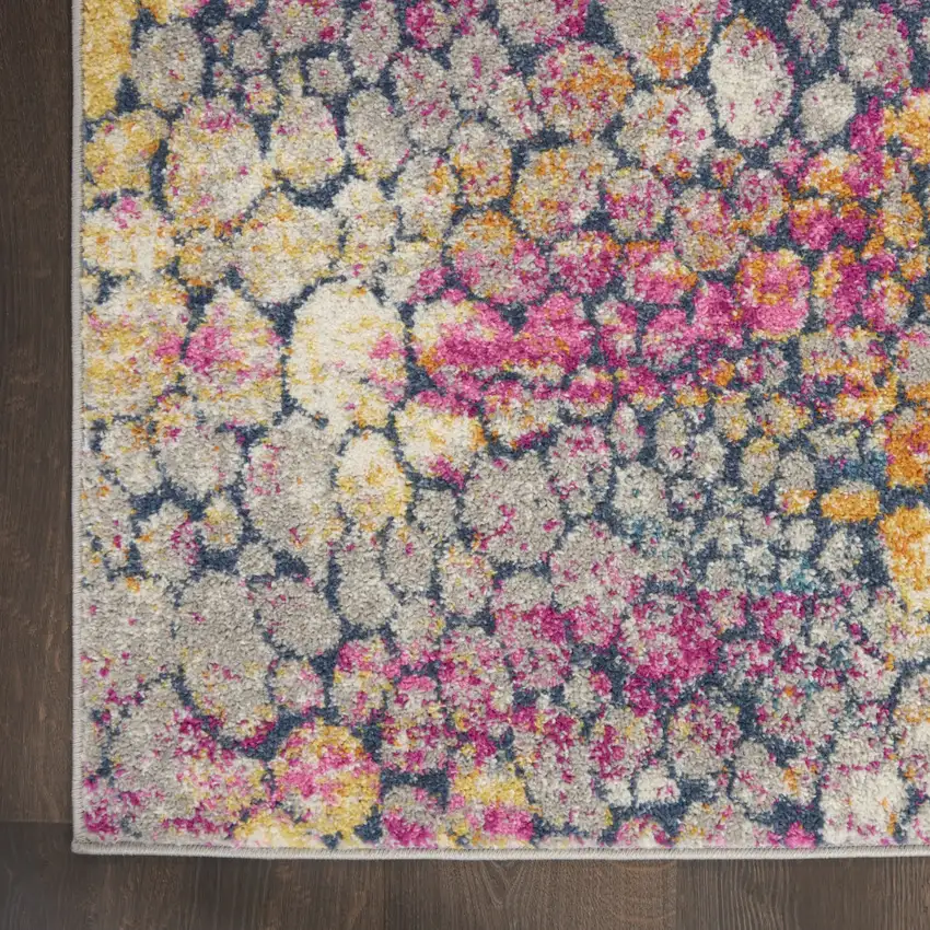 10' Yellow And Gray Coral Runner Rug Photo 1