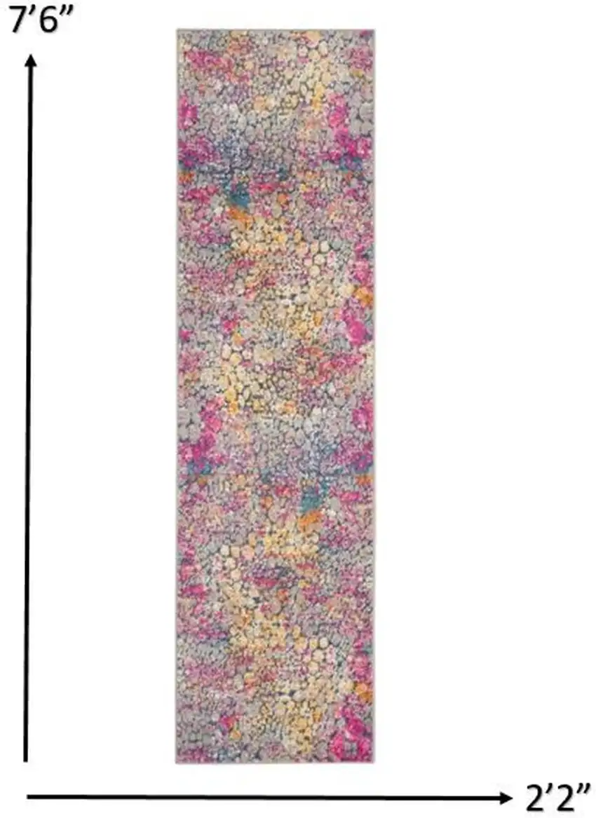 Yellow and Pink Coral Reef Runner Rug Photo 3