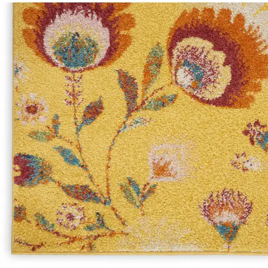 Yellow and Red Floral Power Loom Area Rug Photo 7