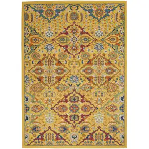 Photo of Yellow and Red Floral Power Loom Area Rug