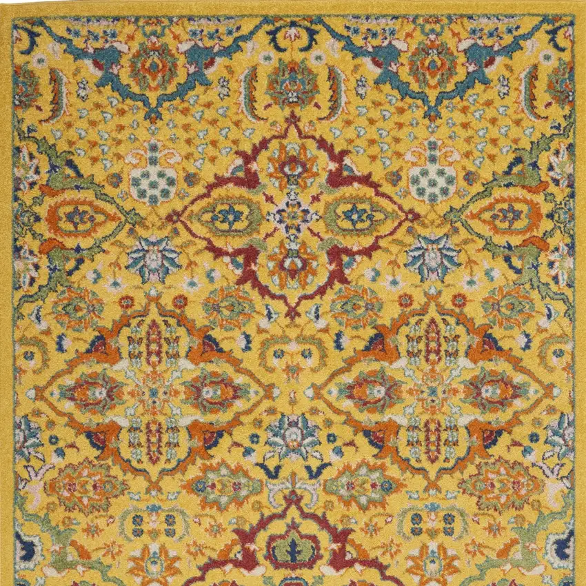 Yellow and Red Floral Power Loom Area Rug Photo 9