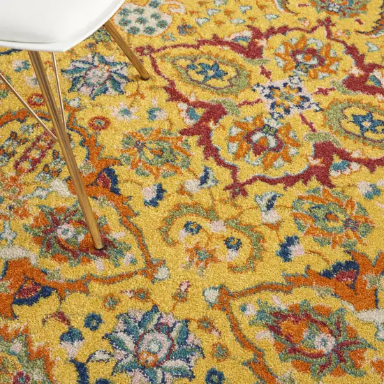 Yellow and Red Floral Power Loom Area Rug Photo 9