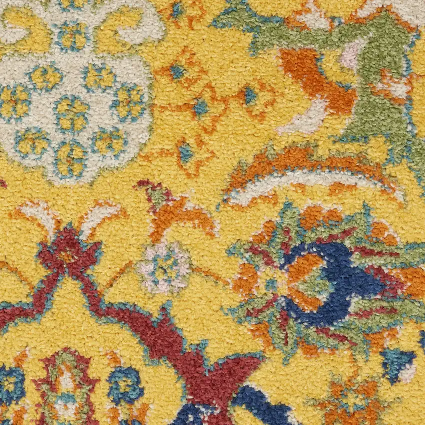 Yellow and Red Floral Power Loom Area Rug Photo 3