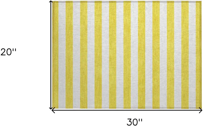 Yellow and White Striped Washable Indoor Outdoor Area Rug Photo 3