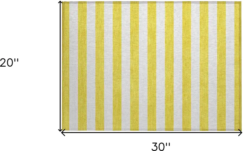 Yellow and White Striped Washable Indoor Outdoor Area Rug Photo 3