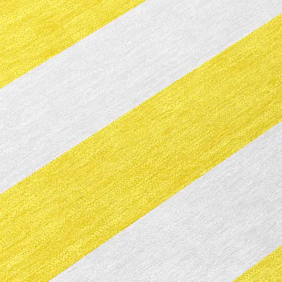 Yellow and White Striped Washable Indoor Outdoor Area Rug Photo 9