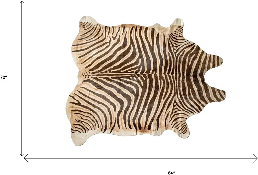 Zebra Chocolate And Natural Cowhide Handmade Area Rug Photo 3