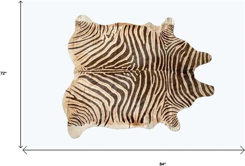 Zebra Chocolate And Natural Cowhide Handmade Area Rug Photo 7