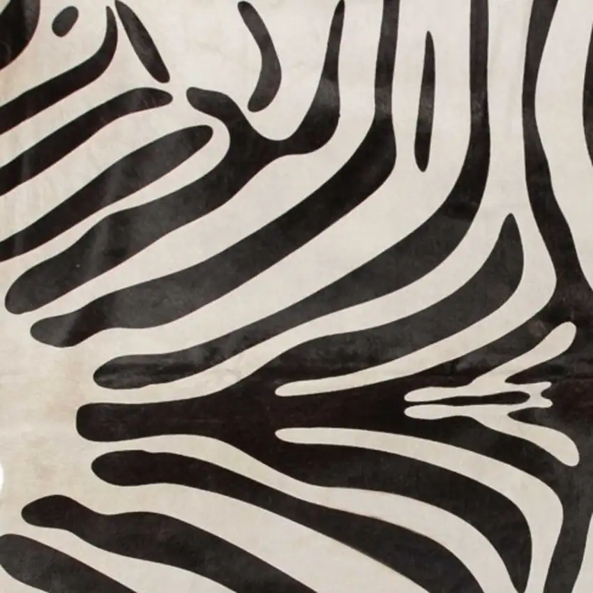 Zebra Stripe Black And White Natural Cowhide Area Rug Photo 2