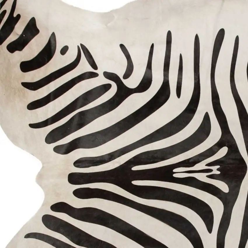 Zebra Stripe Black And White Natural Cowhide Area Rug Photo 3