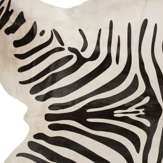Zebra Stripe Black And White Natural Cowhide Area Rug Photo 3