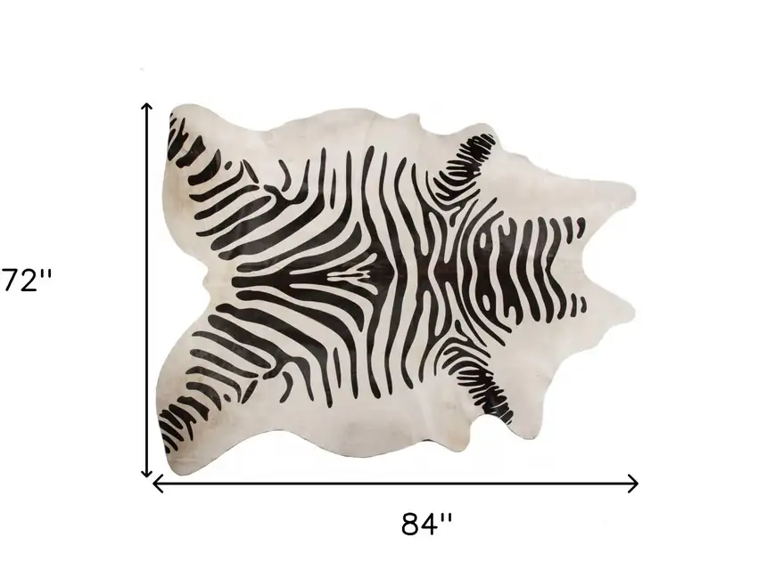 Zebra Stripe Black And White Natural Cowhide Area Rug Photo 5