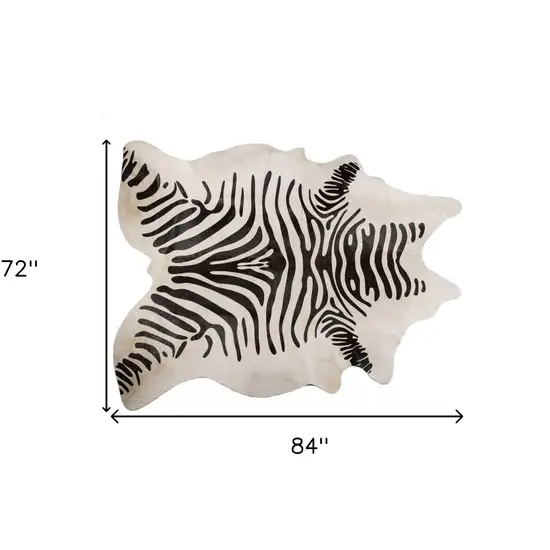 Zebra Stripe Black And White Natural Cowhide Area Rug Photo 5