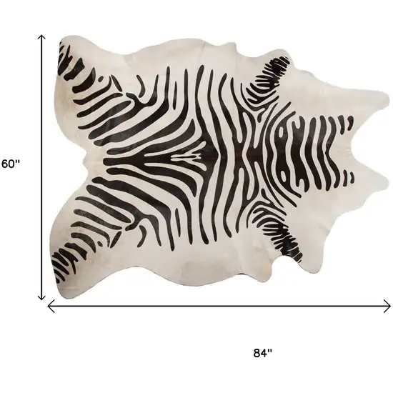Zebra Stripe Black And White Natural Cowhide Area Rug Photo 8